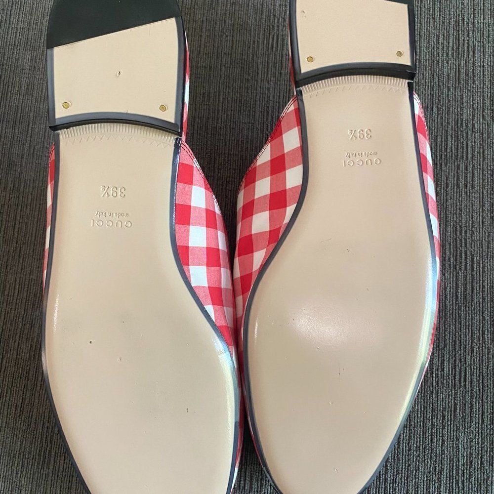 Gucci Women Red & White Gingham Plaid Check Slide Loafer Mule Slipper Si… - Picture 8 of 9